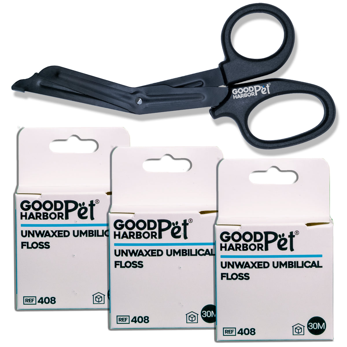 GH® Un-Waxed Umbilical Whelping Floss & Animal Cord Cutting Kit | For Dog, Cat, and Animal Births | Pack of 4