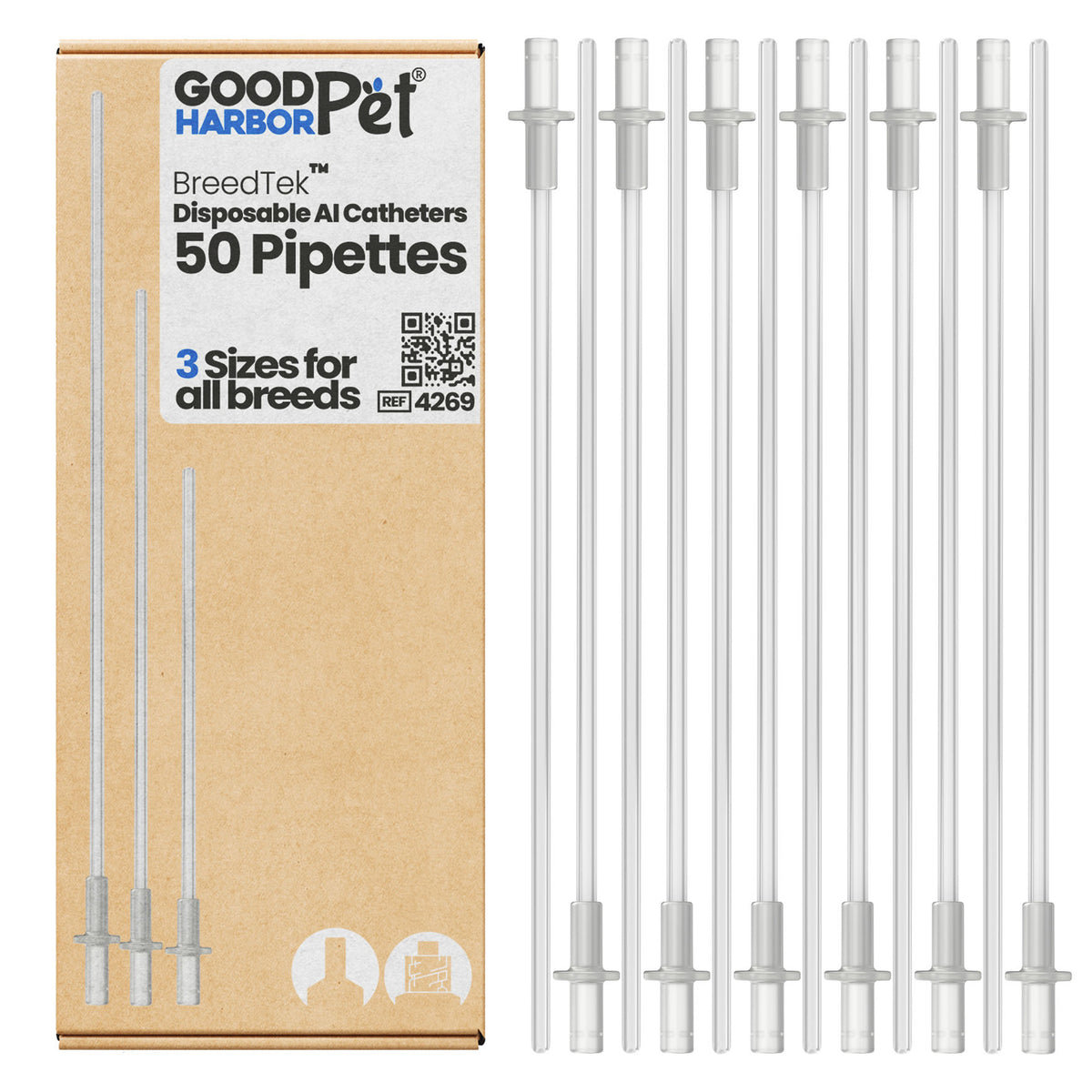 Breedtek® Artificial Insemination Catheters | Breeding Pipettes For Dogs & Other Animals | Pack of 50 Rods